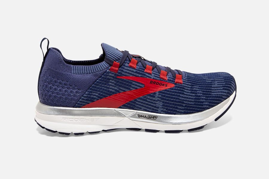 Brooks Men's Ricochet 2 Road Running Shoes Blue/Red LNSY-56970